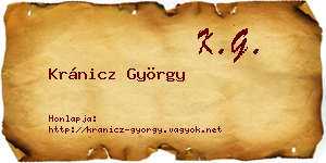 Kránicz György névjegykártya